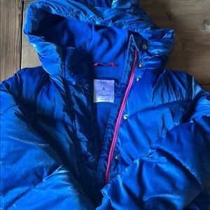 Girls GAP Blue Puffer Jacket with Hood and Quilted Design